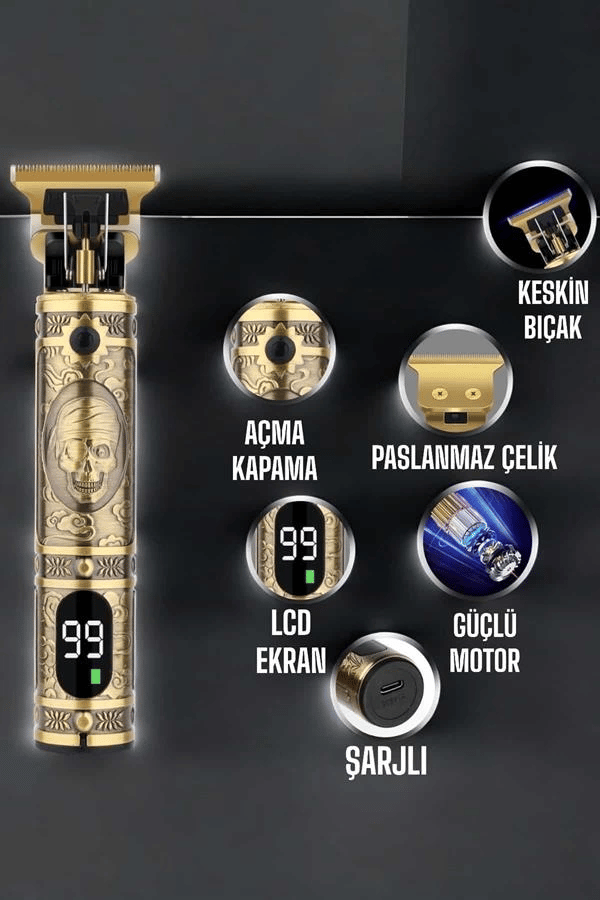 Tıraş Makinesi Çizik Tıraş Paslanmaz Çelik Uzun Ömürlü Şarjlı