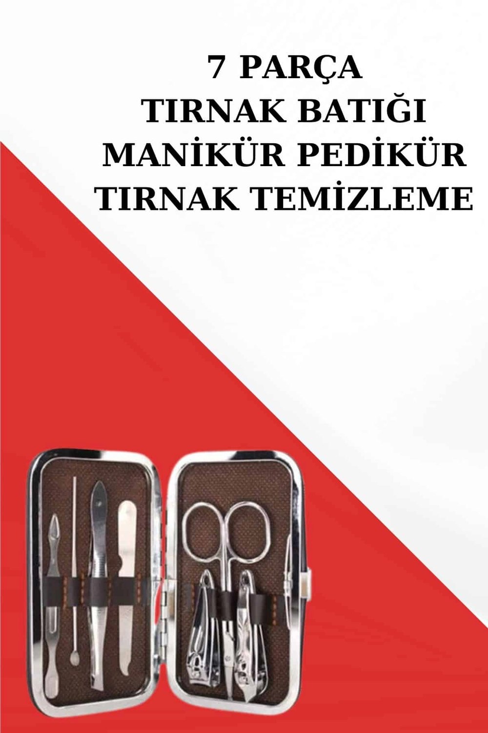 Tırnak Temizliği, Tırnak Batığı ve Düzenli Bakım İçin 7 Parça Çelik Set