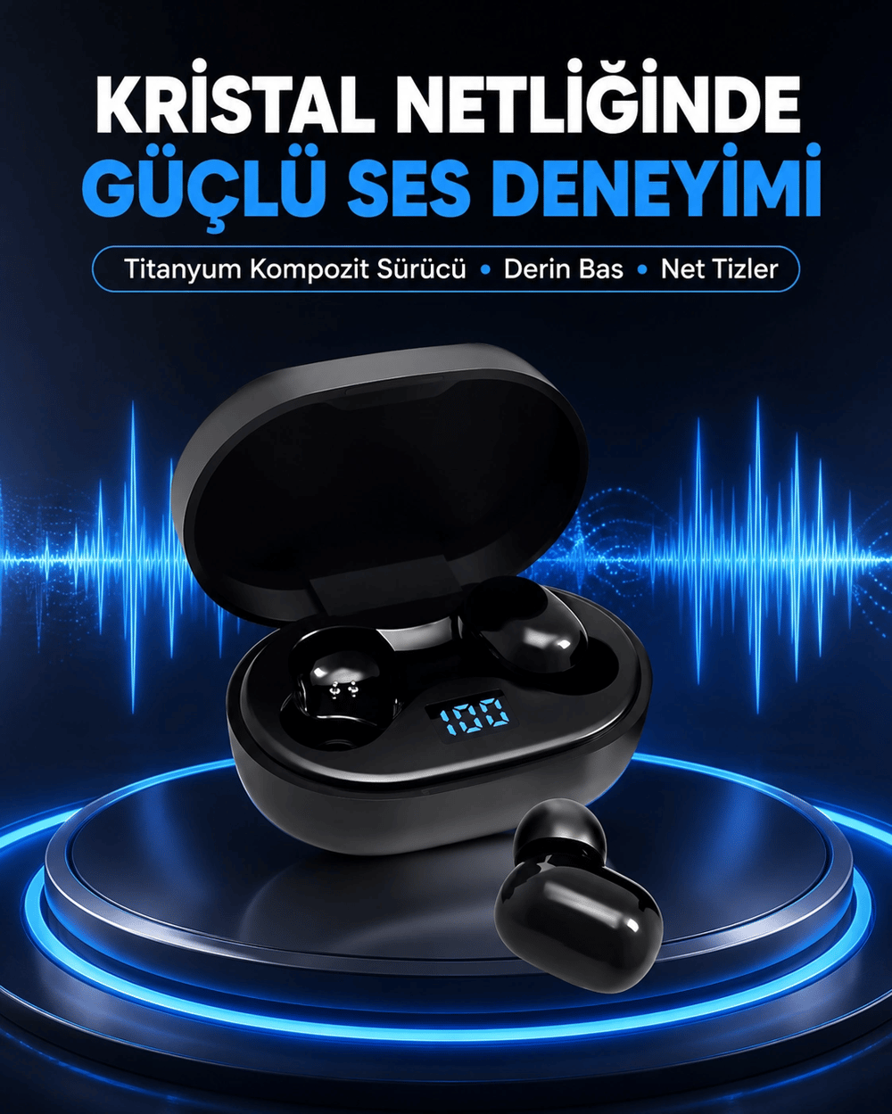 Titanyum Hoparlörlü Kablosuz Bluetooth Kulaklık Yeni Nesil
