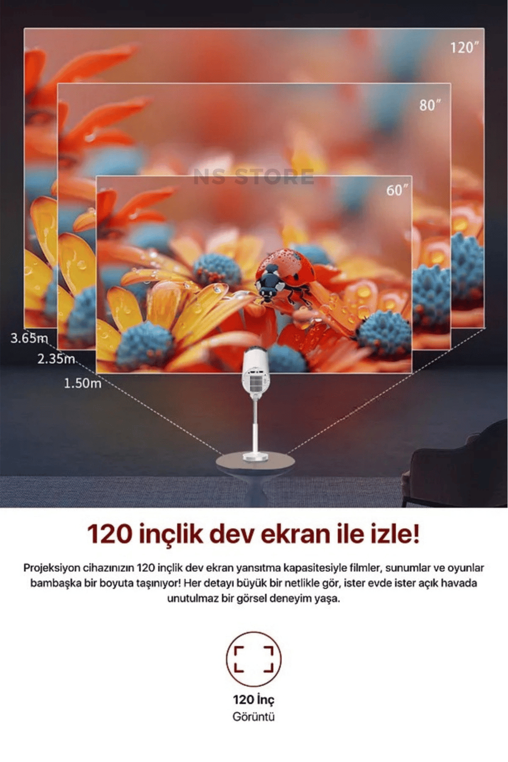 Tripotlu, WiFi ve HDMI Bağlantılı Taşınabilir HD Çözünürlüklü LED Projektör Cihazı