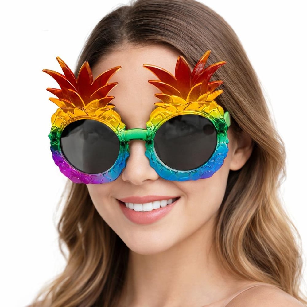 Tropikal Ananas Tasarımlı Renkli Hawaii Parti Gözlüğü (3936)