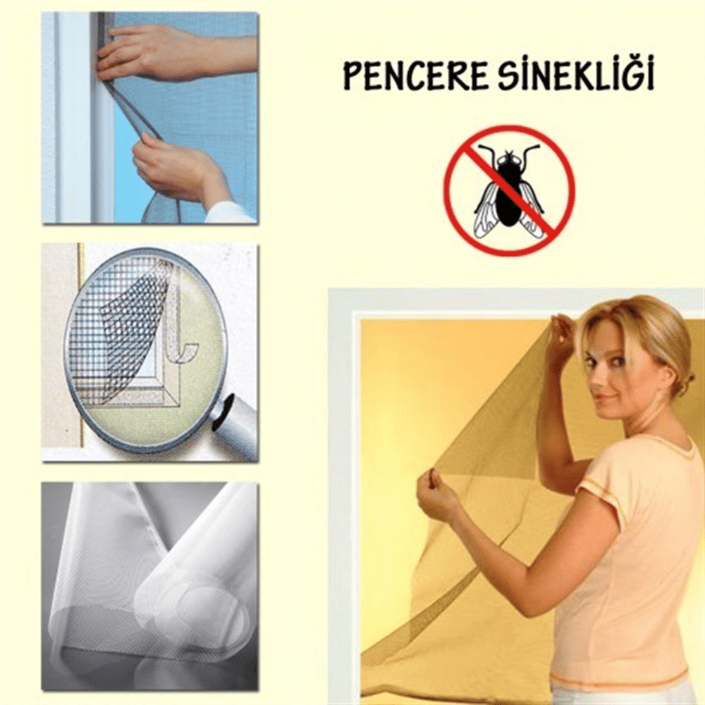 Tüm Cam Pencere Kapılara Uyumlu Tek Kanat Pencere Sinekliği Bx40