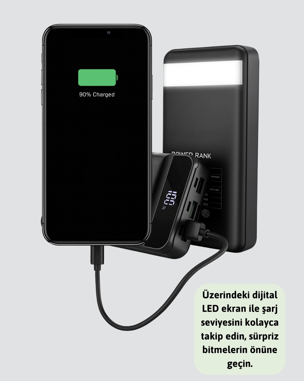 Tüm Cihazlarla Uyumlu 50.000 mAh Powerbank – Yüksek Kapasiteli, LED Gösterge ve Akıllı Koruma Fonksiyonlu