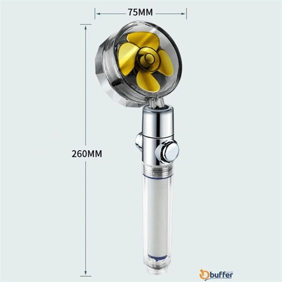Turbo Pervaneli Ve Filtreli Su Tasarruflu 360 Derece Dönebilen Tazyikli Duş Başlığı Bx40