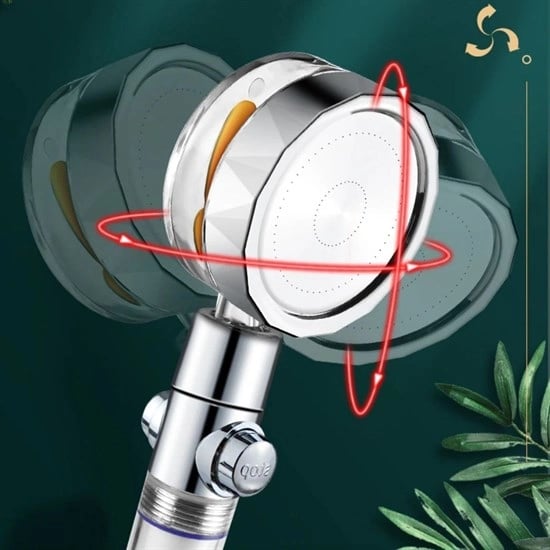 Turbo Pervaneli Ve Filtreli Su Tasarruflu 360 Derece Dönebilen Tazyikli Duş Başlığı Bx40