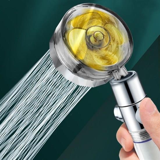 Turbo Pervaneli ve Filtreli Su Tasarruflu 360 Derece Dönebilen Tazyikli Duş Başlığı (3936)