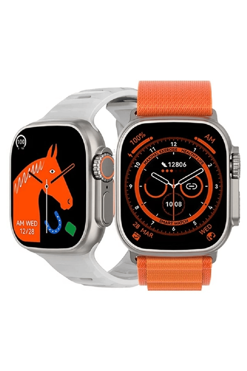 Turuncu Silikon Kordonlu Siyah Kasa Akıllı Saat, GPS ve Nabız Sensörü Özellikli, Suya Dayanıklı