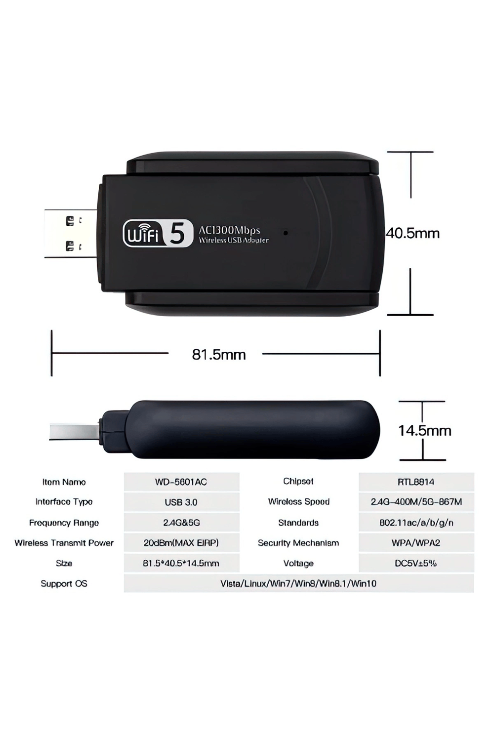 USB 3.0 Bağlantılı Çift Antenli Kablosuz AC Wi-Fi Adaptörü ile Hızlı Ağ Bağlantısı