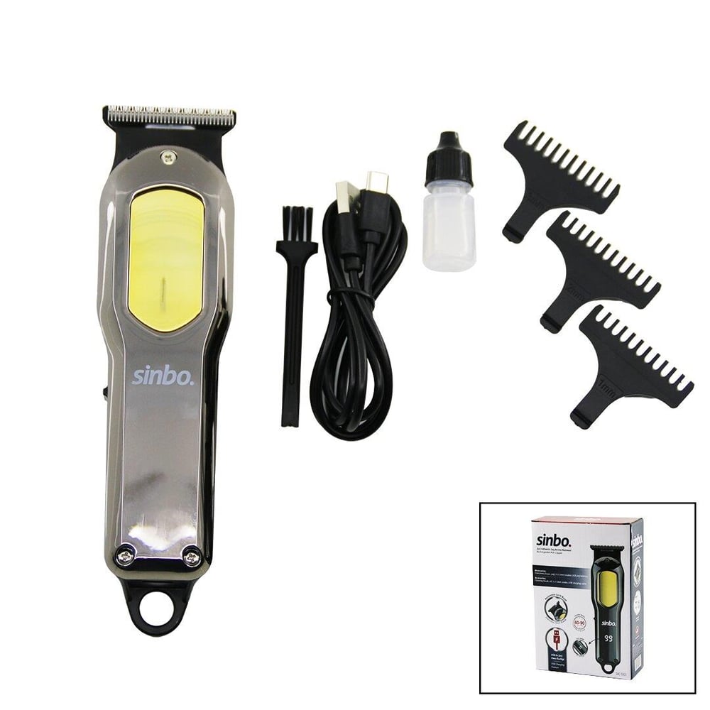 USB ŞARJLI - LCD GÖSTERGELİ SAÇ KESME TRAŞ MAKİNESİ GÖVDE KROM KAPLAMA  SHC-1903 (3936)
