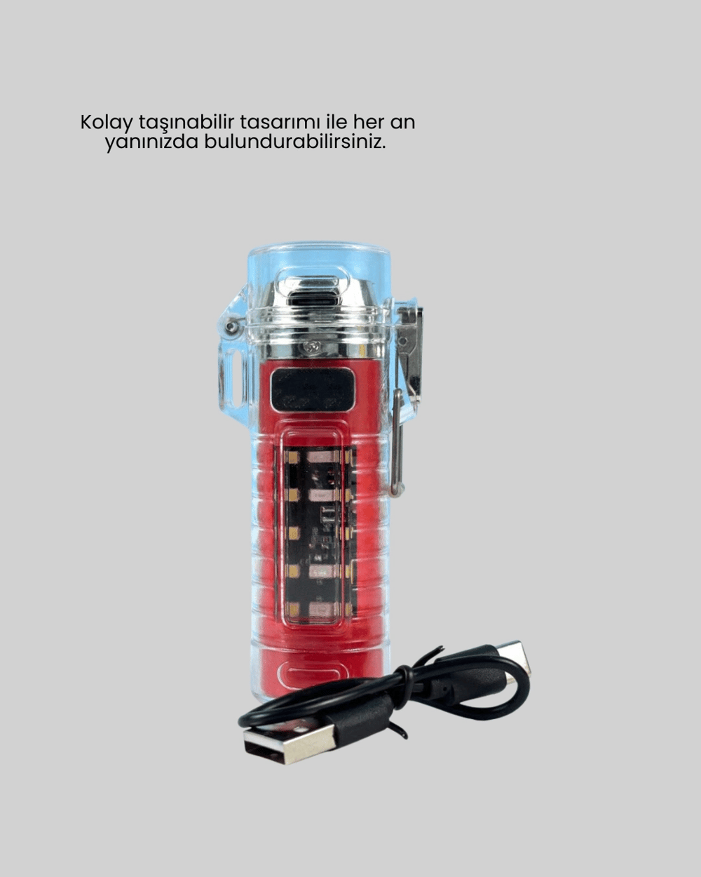 USB Şarjlı Rüzgar Geçirmez Elektrikli Çakmak El Fenerli