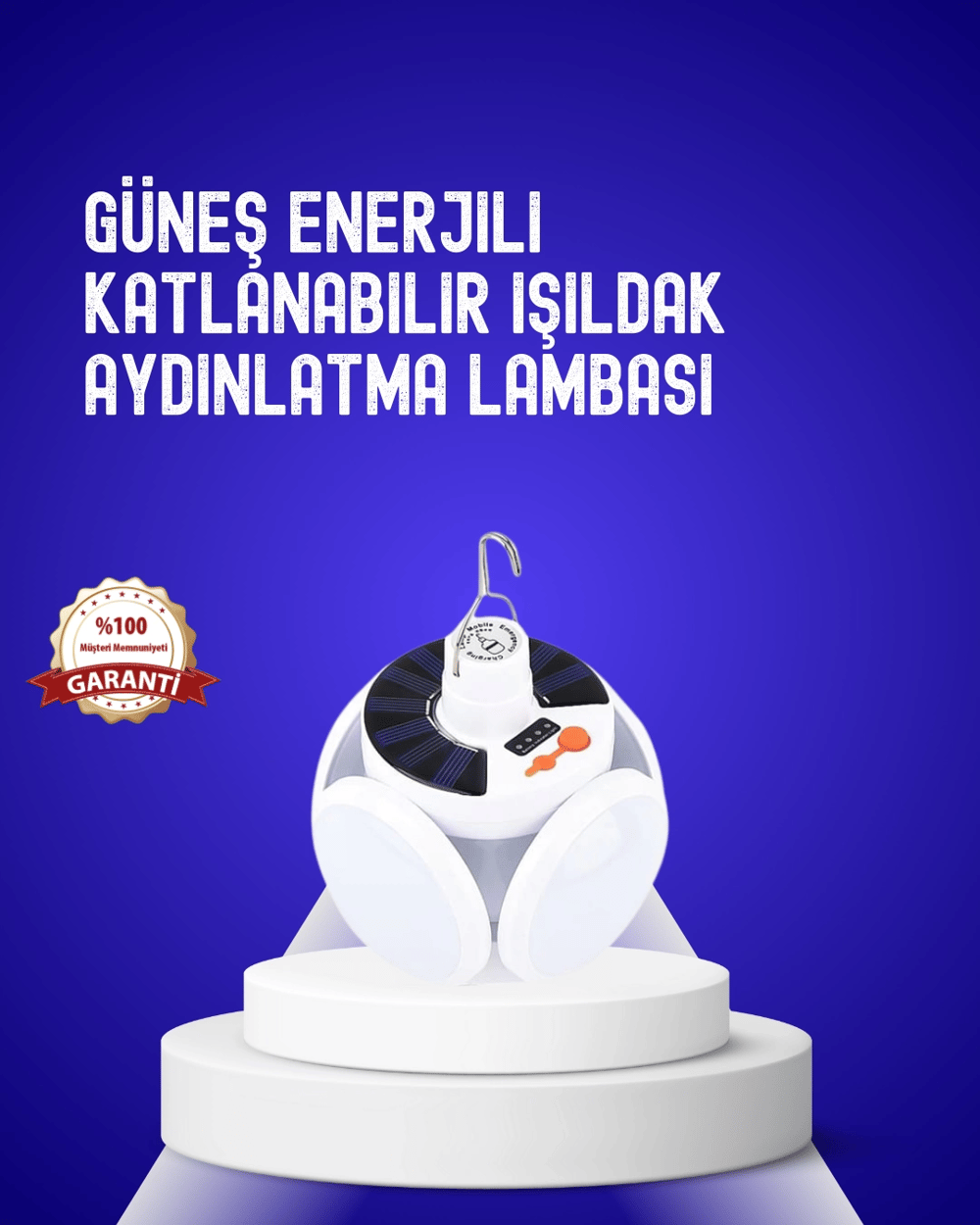 USB ve Solar Şarjlı Katlanabilir 5 Taraflı LED Lamba