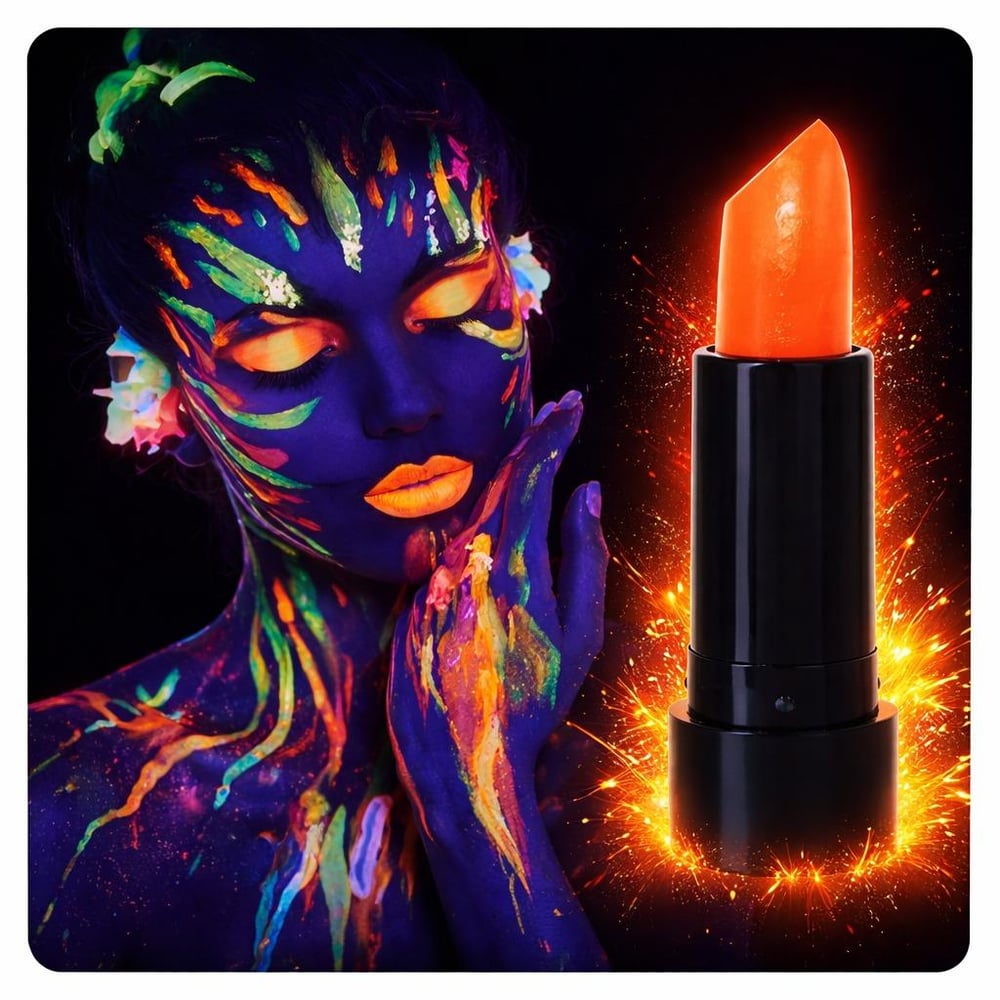 UV Neon Turuncu Ruj – Karanlıkta Parlayan Makyaj Boyası (3936)