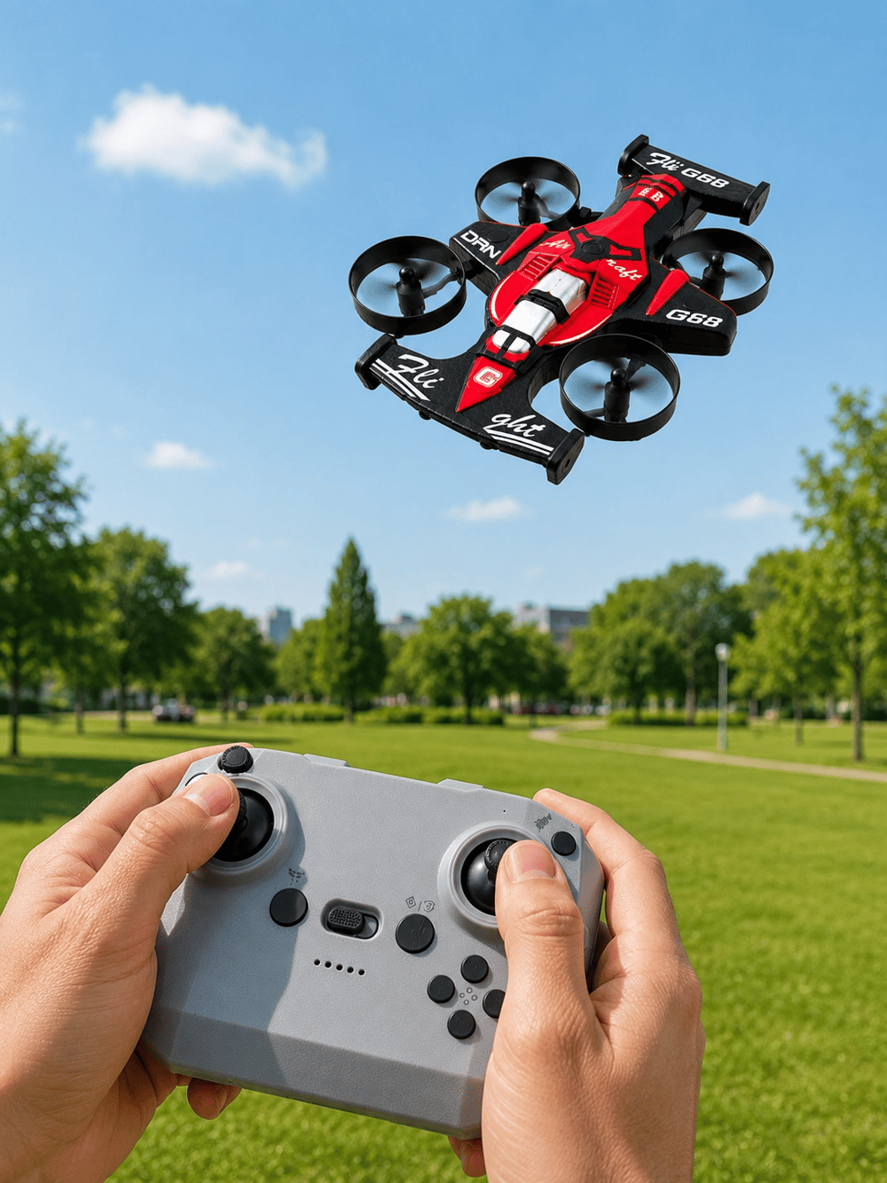 Uçan Araba Drone 4 Korumalı Pervaneli 360° Akrobatik Hareket Uzaktan Kumandalı
