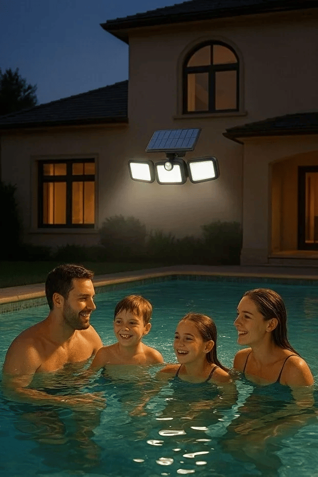 Üçlü Solar Led Projektör – Beyaz Işık – Sensörlü Dış Mekân Aydınlatma Bx40