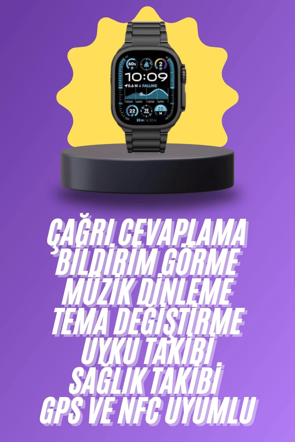 Ultra 3 Kordonlu Amoled Ekran Akıllı Saat Çok Fonksiyonlu Uyku ve Sağlık Takibi