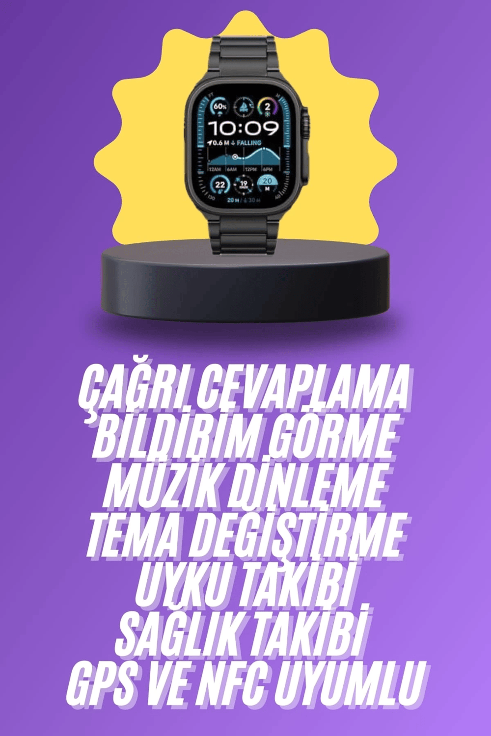 Ultra 3 Kordonlu Amoled Ekran Akıllı Saat Çok Fonksiyonlu Uyku ve Sağlık Takibi