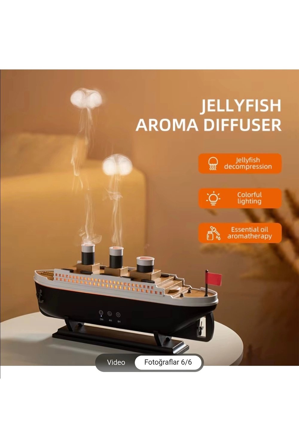 Ultrasonik hava nemlendirici ahşap desenli siyah 250 ml kumandalı aroma difüzörü 2 yıl garantili