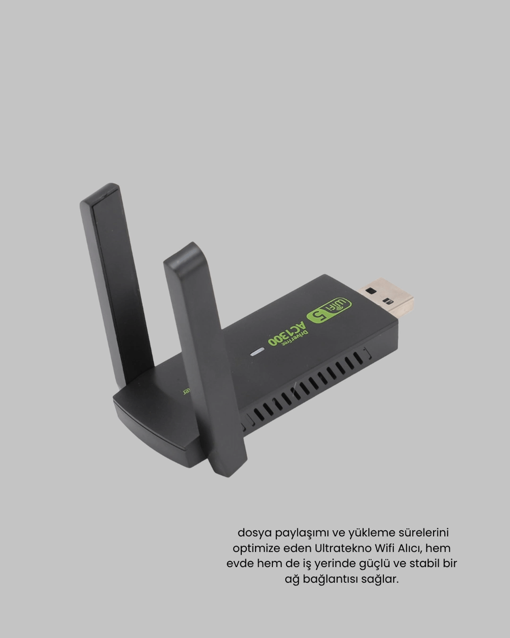 Ultratekno Dual Band WiFi Adaptör – 1200 Mbps, USB 3.0, Çift Antenli, Geniş Kapsama Alanı ve Yüksek Hız