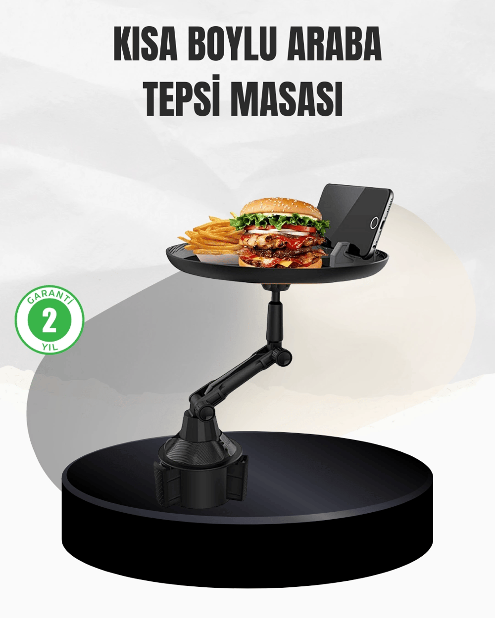 Universal Araç İçi Bardaklık Tepsisi 9 İnç Yemek Alanı ve Telefon Standlı