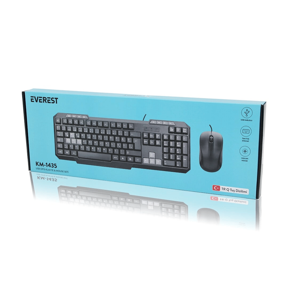 Usb Kablolu Klavye - Mouse Set Q Klavye 1200dpı Mouse Km-1435 Bx40