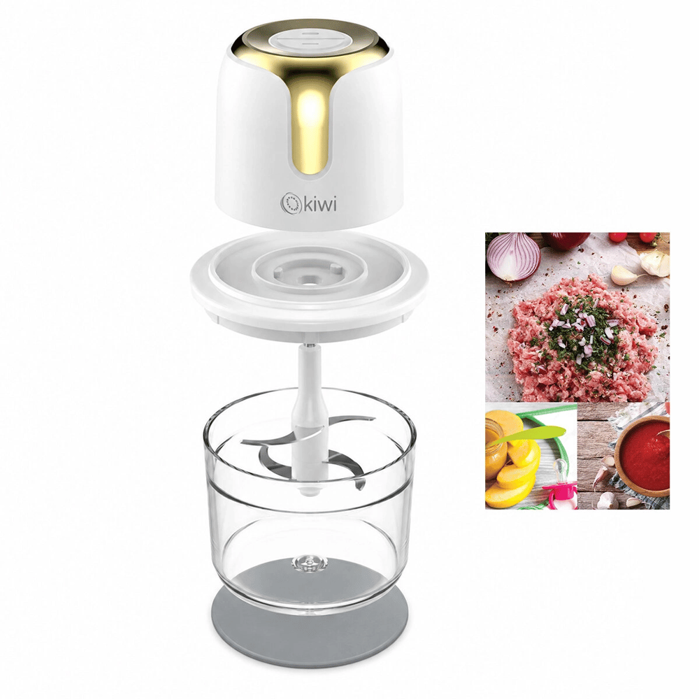 Usb To Type-c Şarjlı Mini 3 Bıçaklı Gold Blender Rondo Gıda Doğrayıcı 1.2lt=mika Kristal Hazne Kc-8221 Bx40