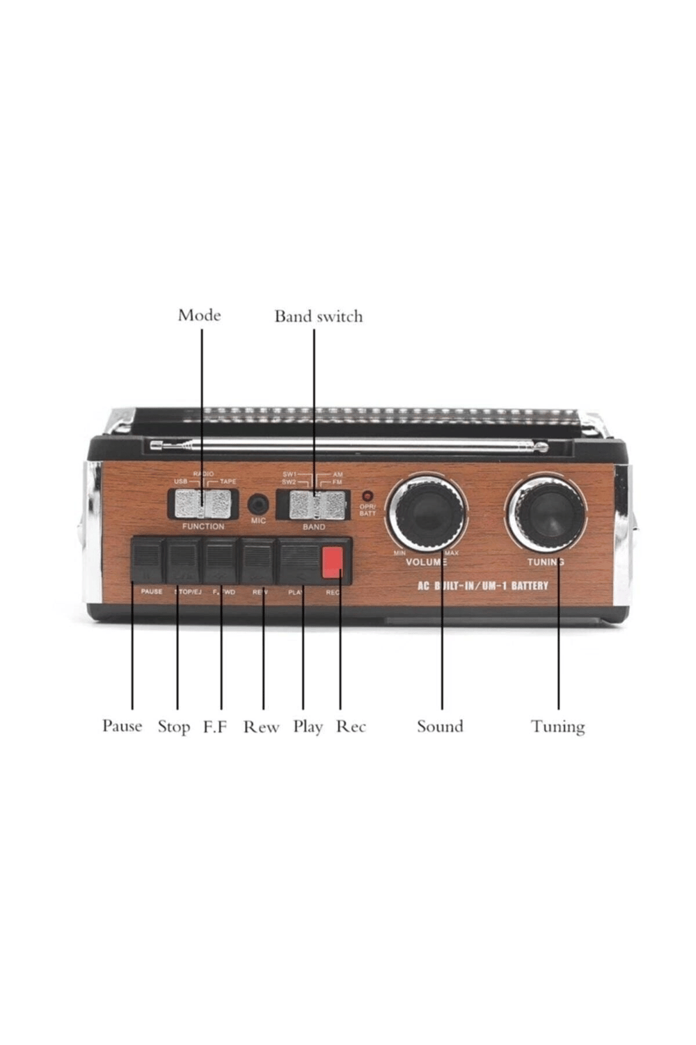 Usb fm radyo kaset çalar gri renk 2 yıl garantili nostaljik müzik kutusu - Elektronik