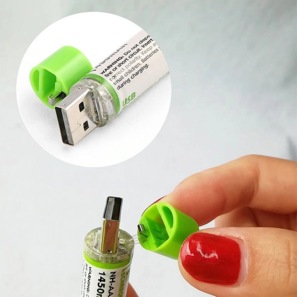 Usb ile Şarj Olabilen 2 li 1450 mah Lityum Şarjlı Kalem Pil