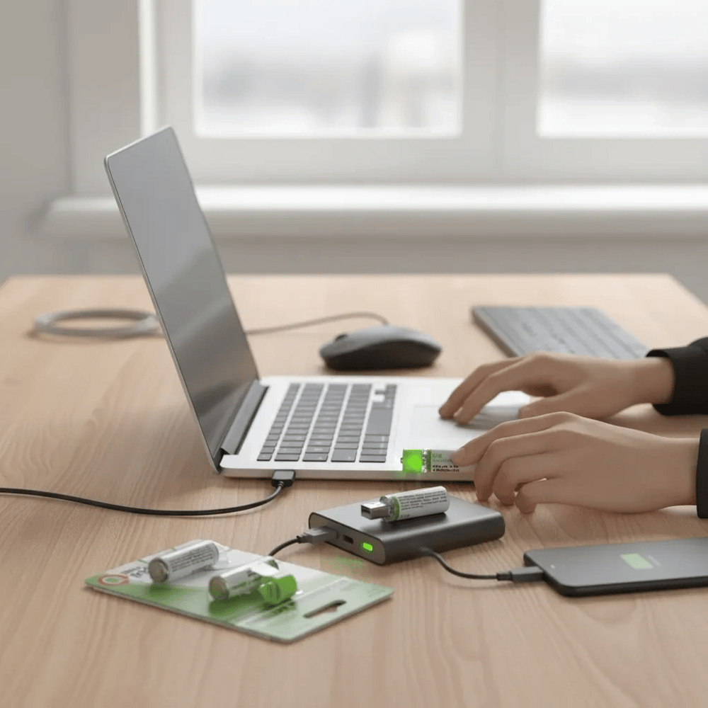 Usb ile Şarj Olabilen 2 li 1450 mah Lityum Kalın Şarjlı Kalem Pil