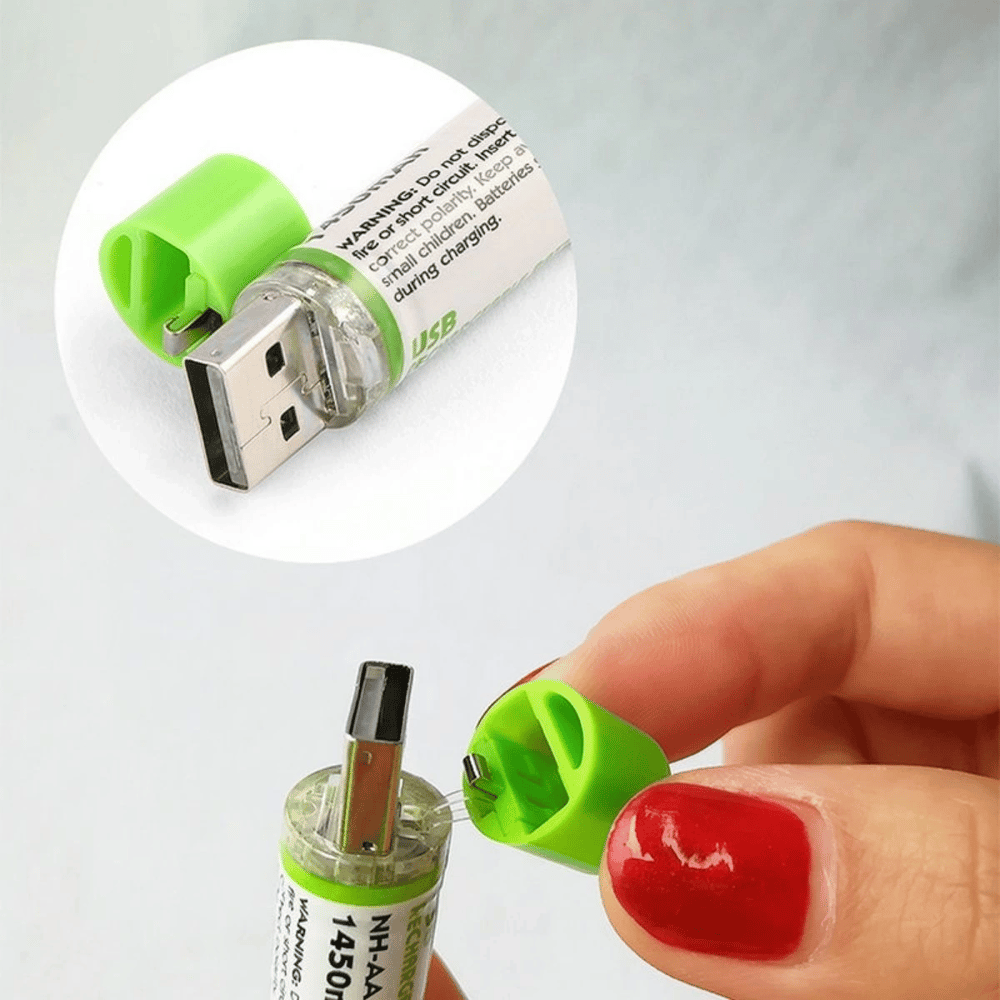 Usb ile Şarj Olabilen 2 li 1450 mah Lityum Kalın Şarjlı Kalem Pil