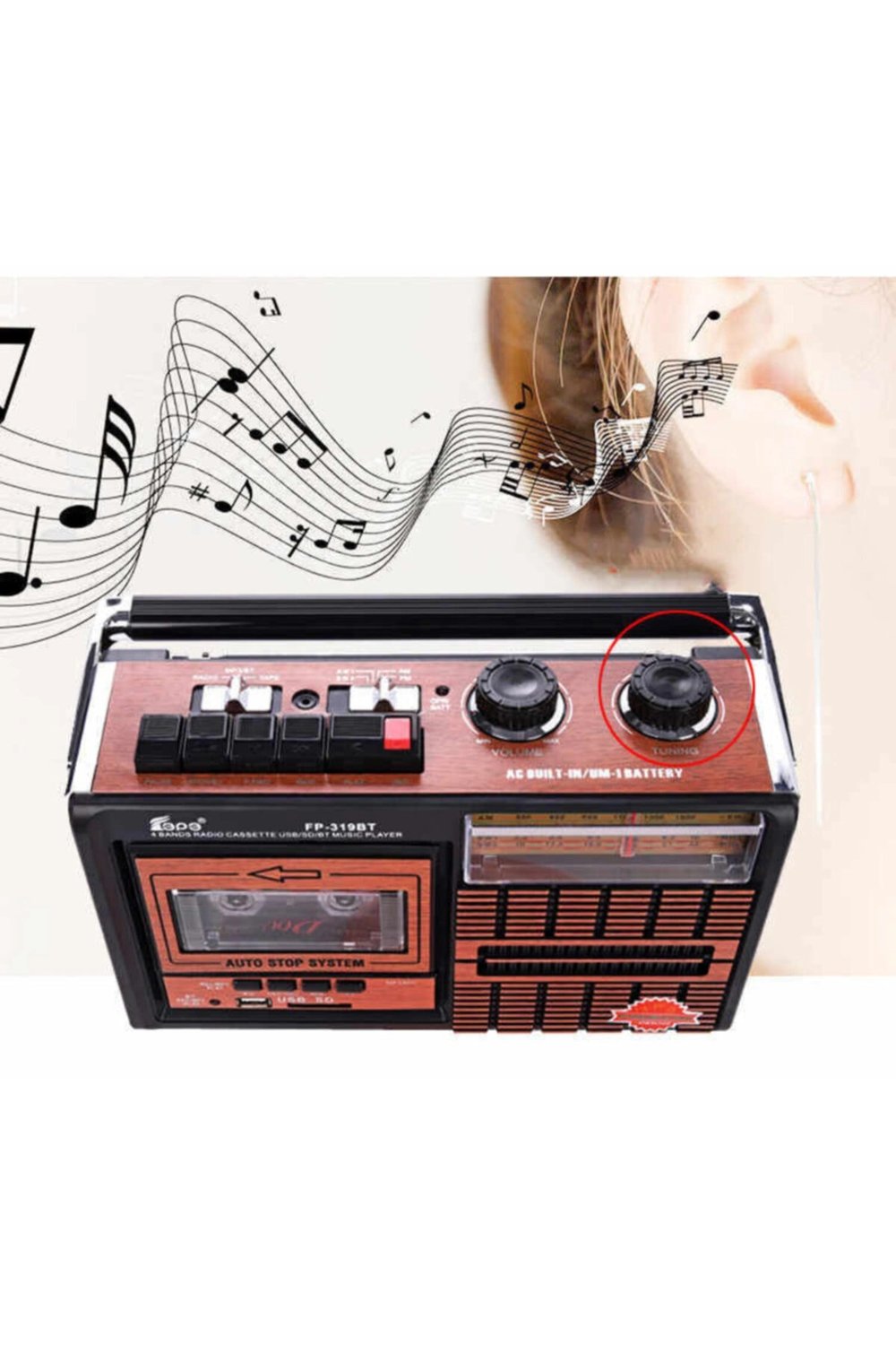 Usb ve fm radyo özellikli kahverengi kaset çalar 2 yıl garantili nostaljik radyo