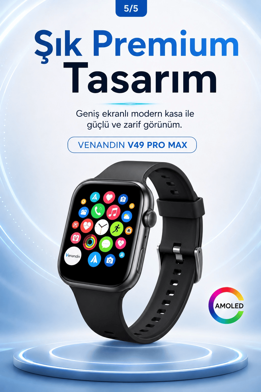 Uygulama Bildirimli Dokunmatik Akıllı Saat Kablosuz Şarjlı Şık Tasarımlı Model