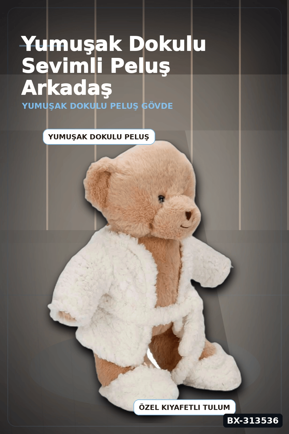 Uyku Tulumlu Yumuşak Peluş Ayıcık Oyuncak 40 cm 0,295 kg Hediye İçin Sevimli BX-313536