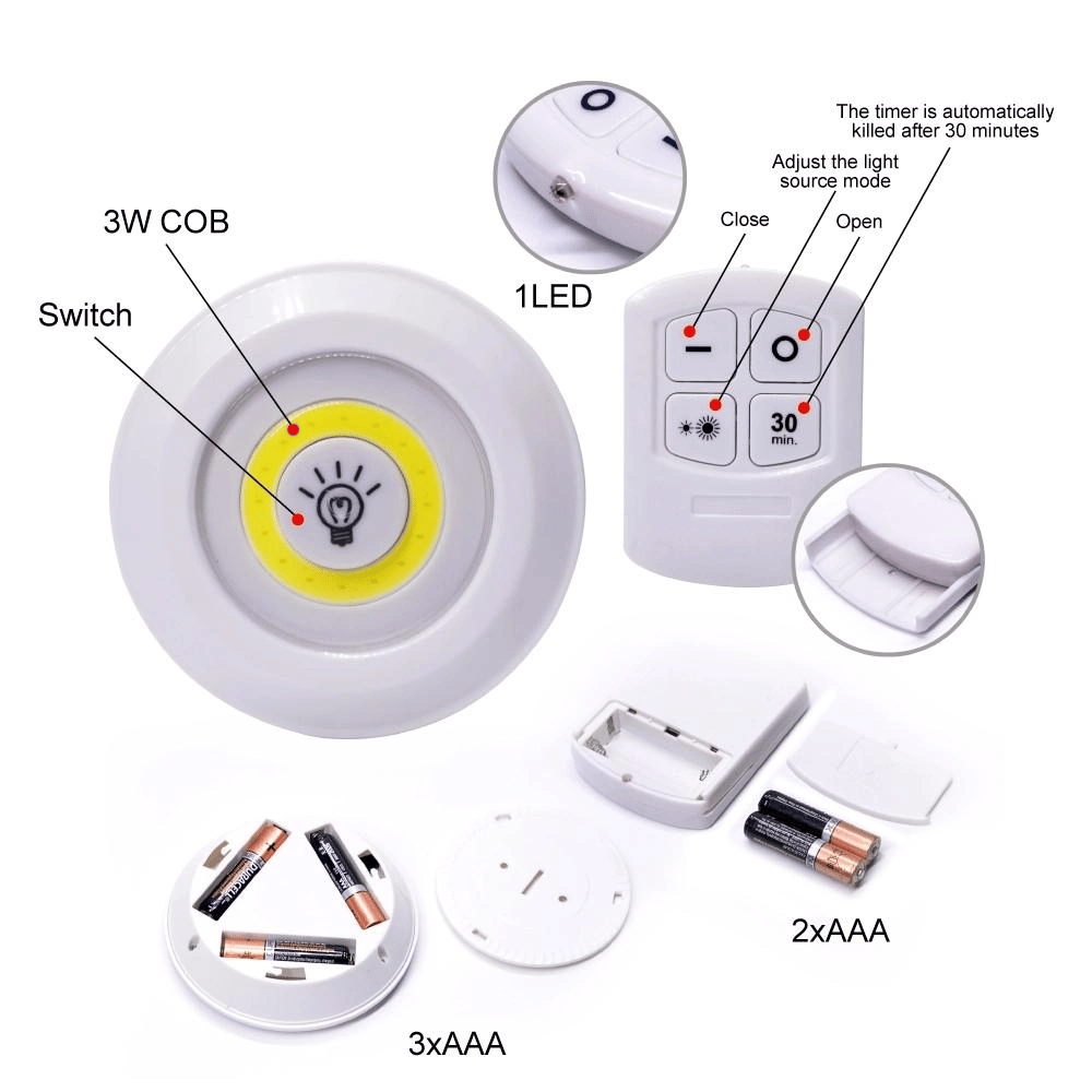 Uzaktan Kumandalı Yapışkanlı Kablosuz Pilli Led 3’lü Bx40