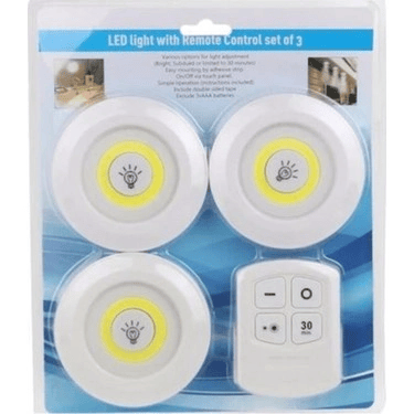 Uzaktan Kumandalı Yapışkanlı Kablosuz Pilli Led 3’lü Bx40