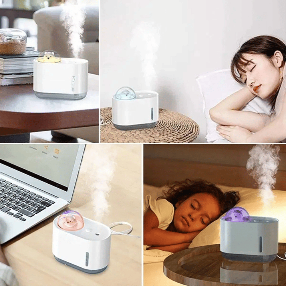 Uzay Ayısı 300 Ml Usb Hava Nemlendirici – Led Işıklı Masaüstü Buhar Makinesi, Yatak Odası & Çocuk Odası İçin Ortam Nemlendirici Bx40