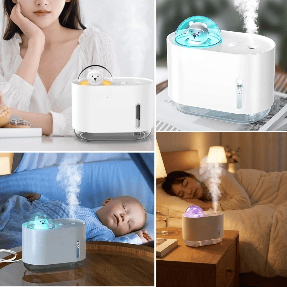 Uzay Ayısı 300 Ml Usb Hava Nemlendirici – Led Işıklı Masaüstü Buhar Makinesi, Yatak Odası & Çocuk Odası İçin Ortam Nemlendirici Bx40