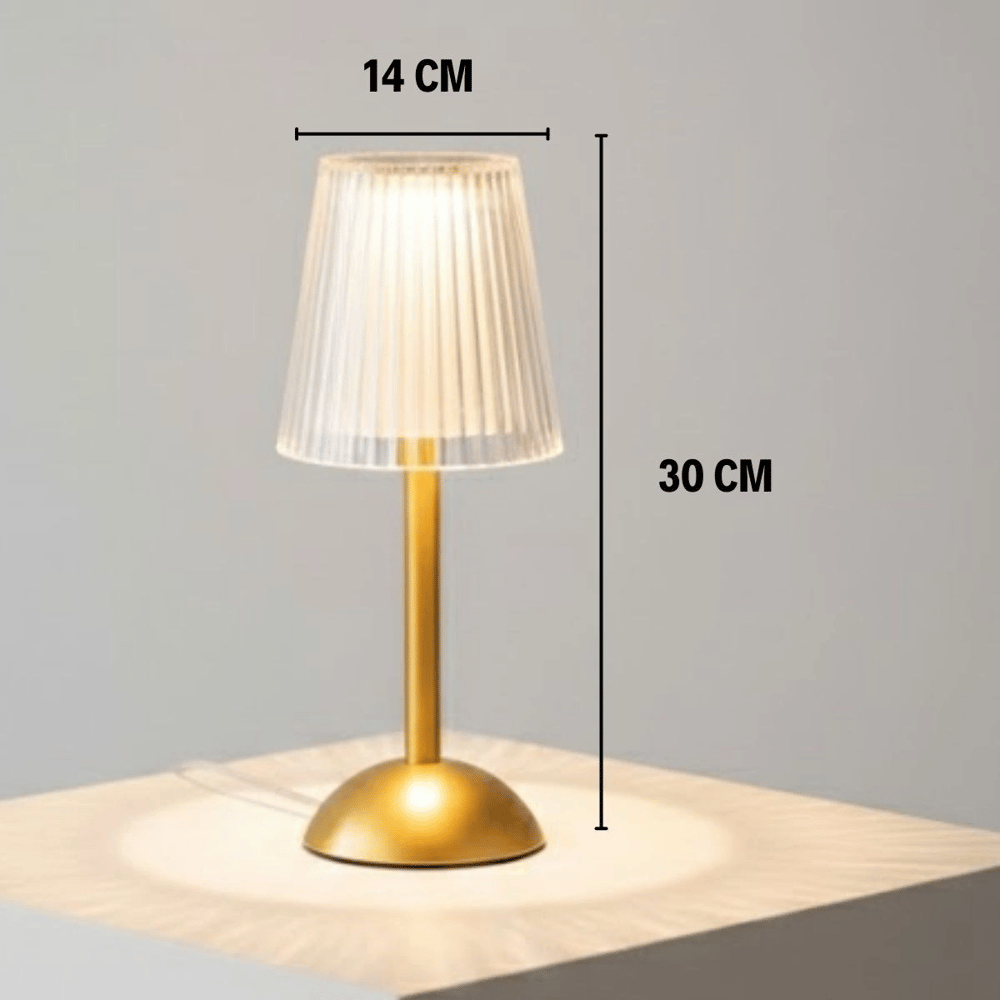 Uzun Klasik Çizgili Model Led Masa Lambası – Dokunmatik, 3 Renk Işık Modlu, Şarjlı Dekoratif Gece Lambası Bx40