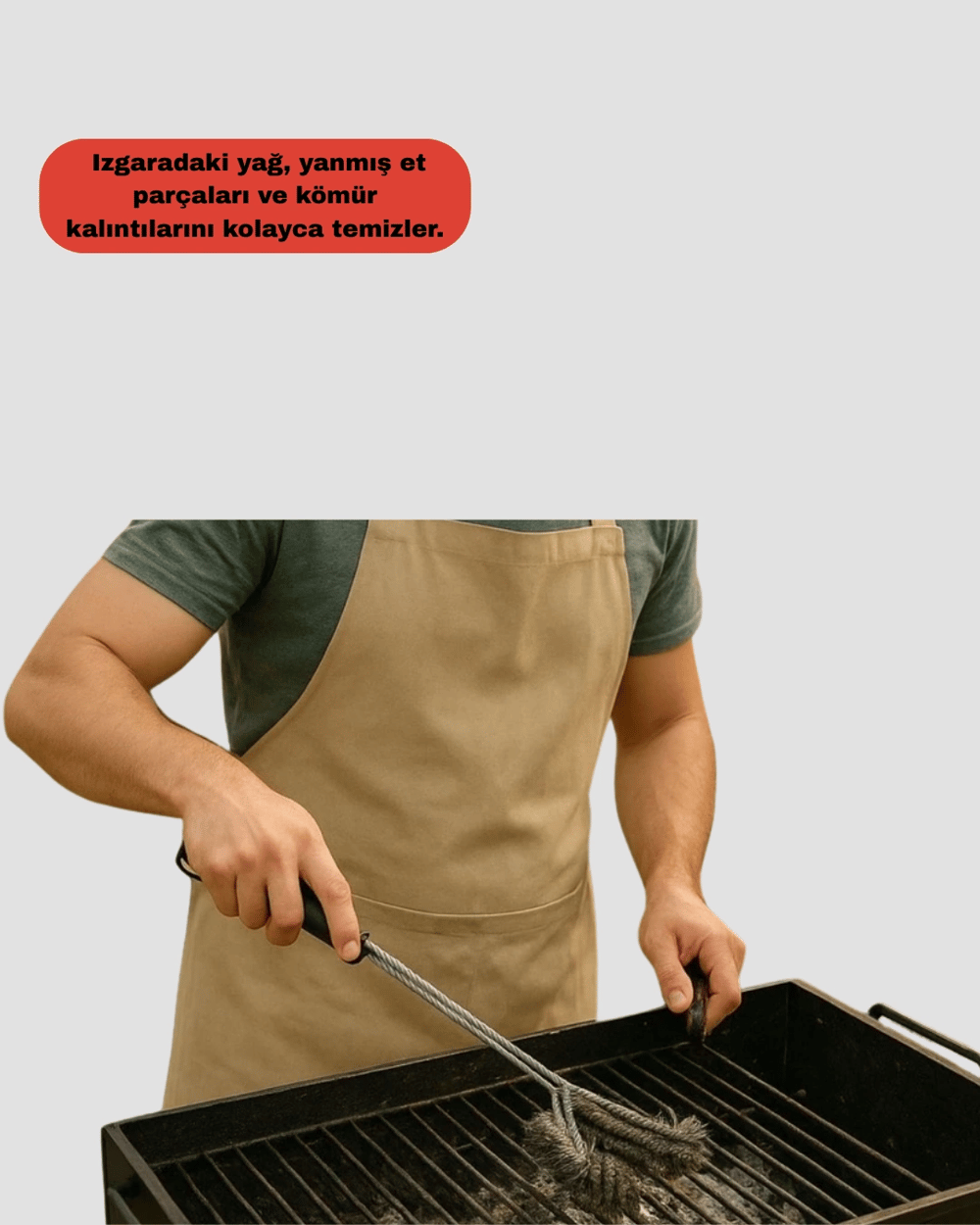 Uzun Saplı Izgara Temizleme Fırçası Çelik Telli Yeni Nesil