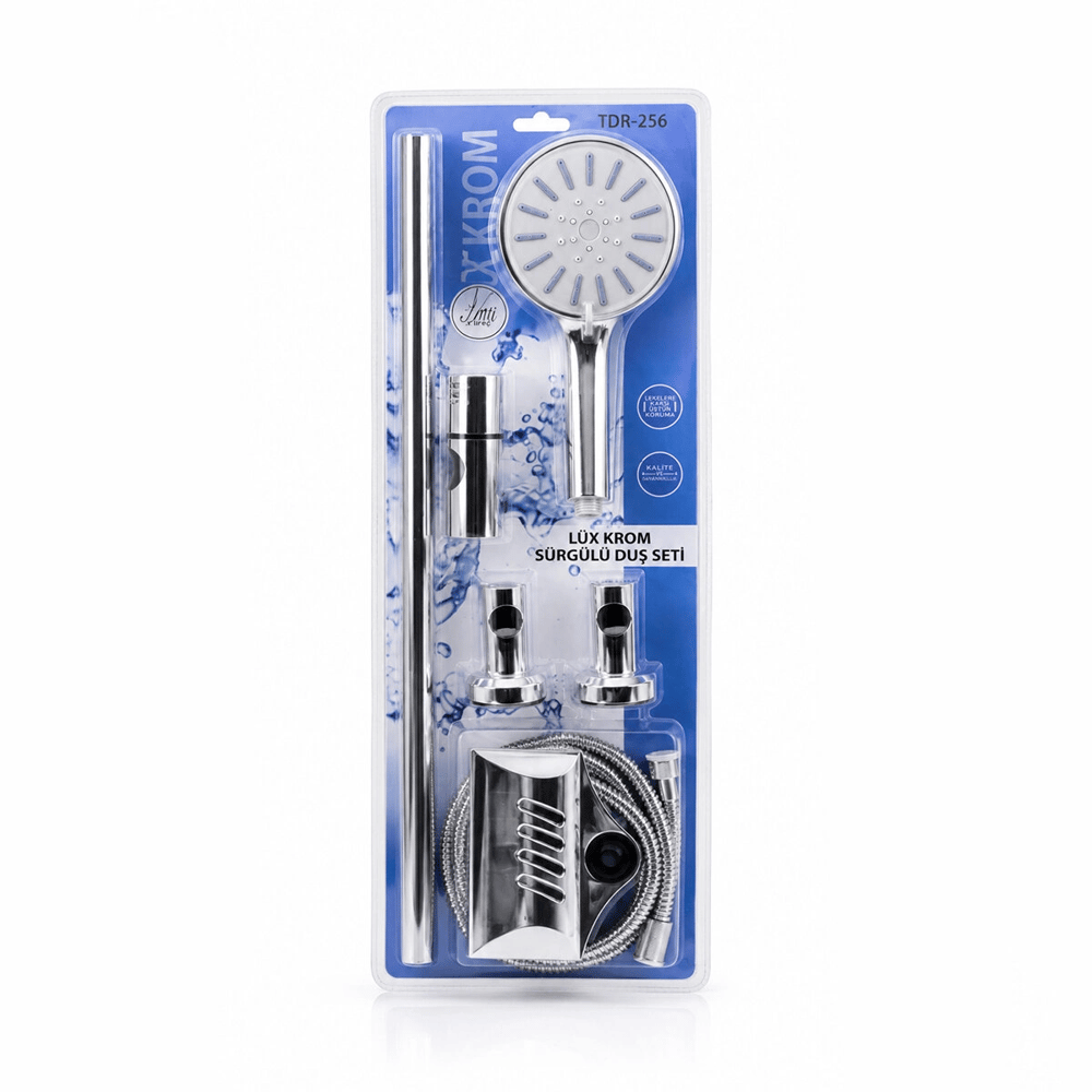Vakumlu - Krom Lux Sürgülü Duş Seti Bx40