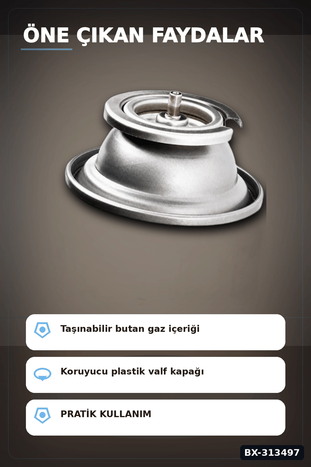 Valfli Standart 220 g Kamp Ocağı Kartuşu - 1 Adet Taşınabilir Doğa Gazı BX-313497