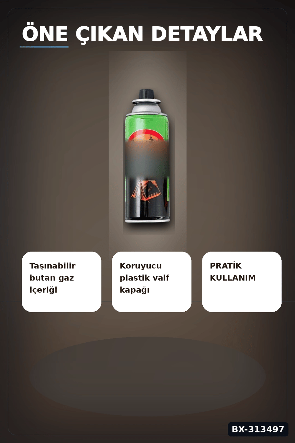 Valfli Standart 220 g Kamp Ocağı Kartuşu - 1 Adet Taşınabilir Doğa Gazı BX-313497
