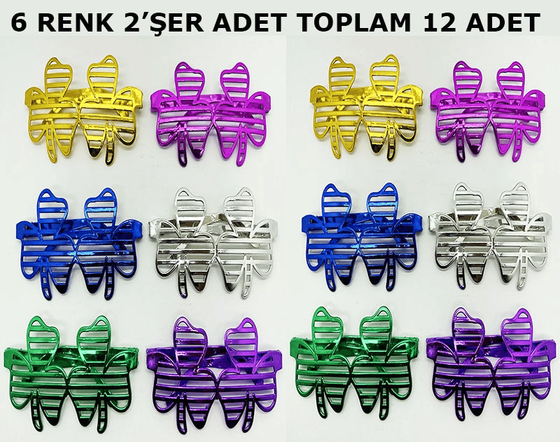 Vegas Casino Kupa Sinek Temalı Parti Gözlüğü 6 Renk 12 Adet Bx40