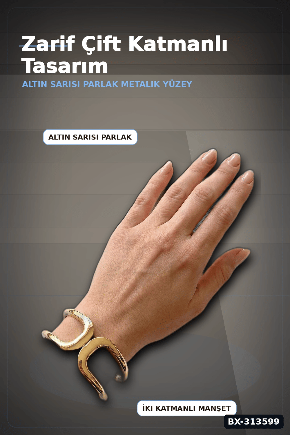 Vintage Manşet Kesim Pirinç Bilezik - Tekli Paket, Kadın Takı Aksesuarı BX-313599
