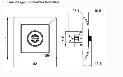 Visage Beyaz TV Priz Sonlu F Konnektörlü Çerçevesiz - Priz ve Anahtar İçin Uyumlu Çerçeve