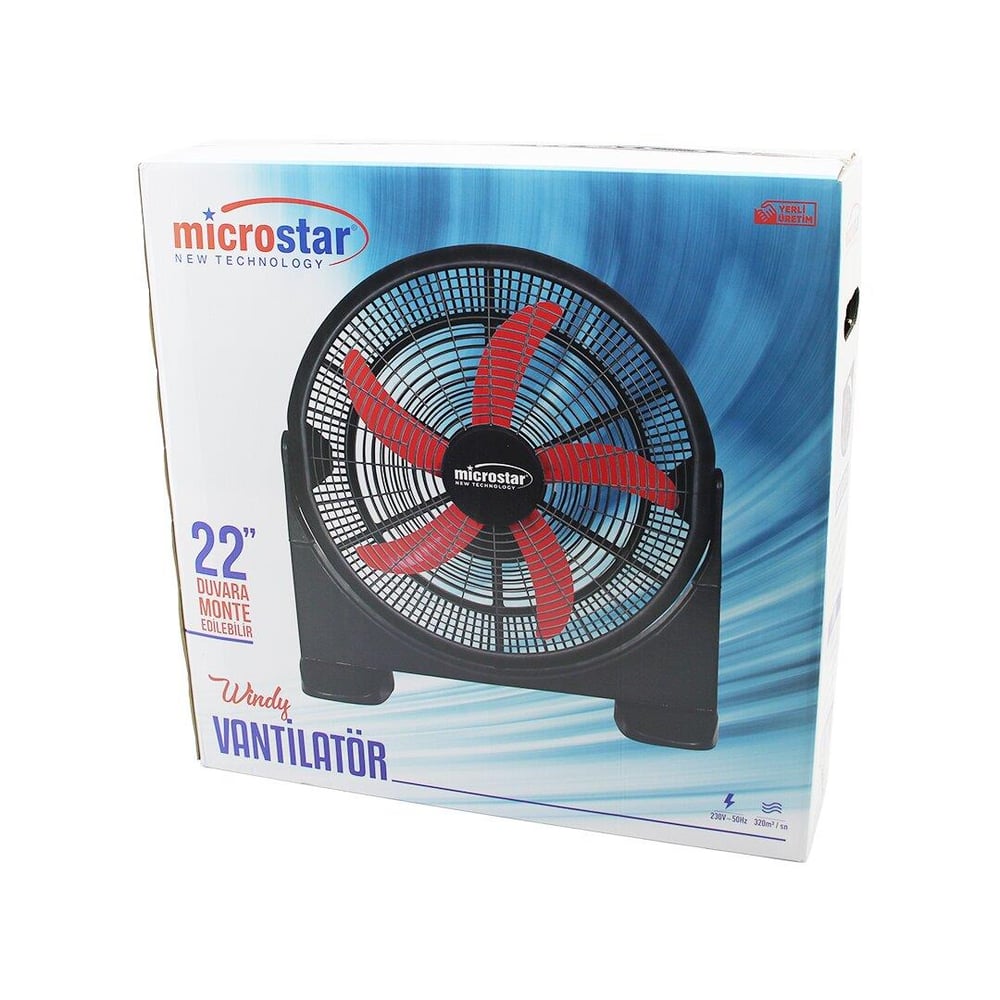 WİNDY 22 İNÇ = 55CM FAN VANTİLATÖR 2İN1=MASA ALTI - DUVARA MONTE 180 DERECE 3-KADEME HIZ 5-PLS.KANAT HC-1045 (3936)