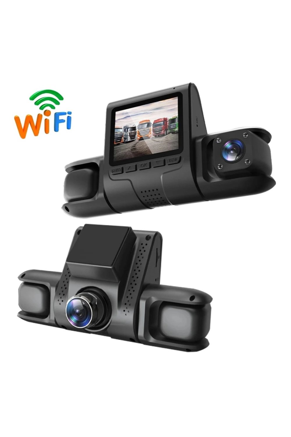 Wi-Fi Bağlantılı 1080P HD 4 Kameralı Araç İçi Kayıt Sistemi, 2.4 İnç Ekran ve Gece Görüş Özellikli