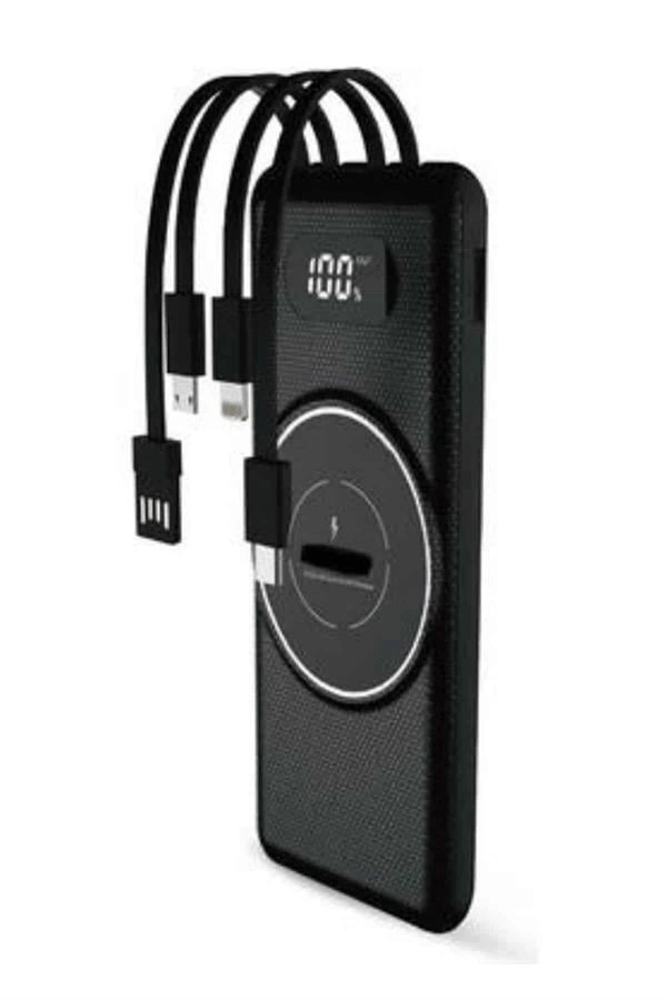 Wireless Powerbank 10000 Mah LED Ekranlı Dahili Kablolu Hızlı Şarj