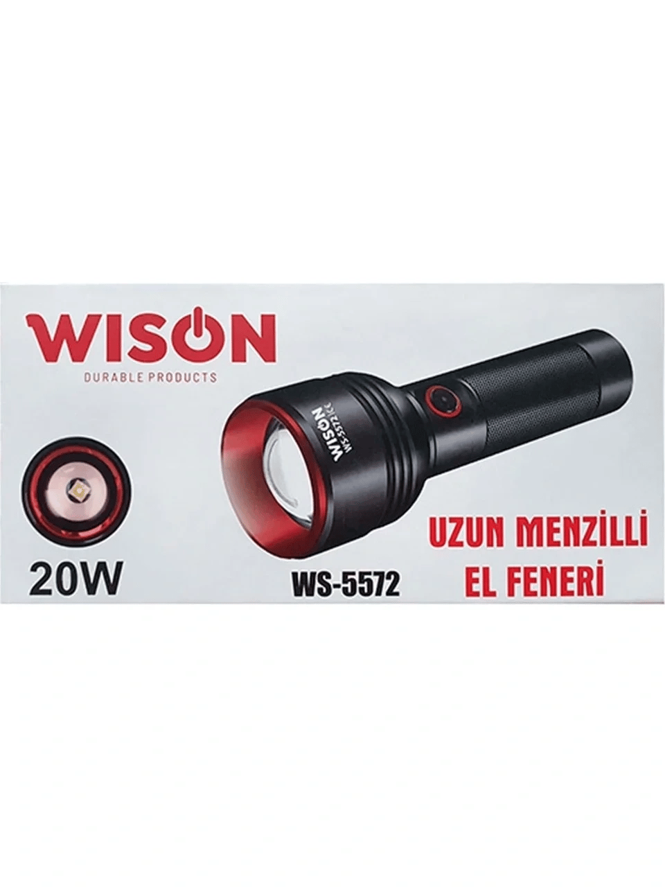 Wıson Ws-5572 20w Uzun Menzilli Şarjlı Metal El Feneri Bx40