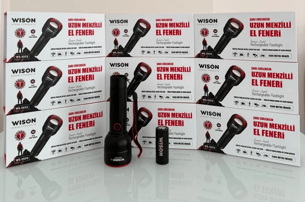 Wıson Ws-5572 20w Uzun Menzilli Şarjlı Metal El Feneri Bx40