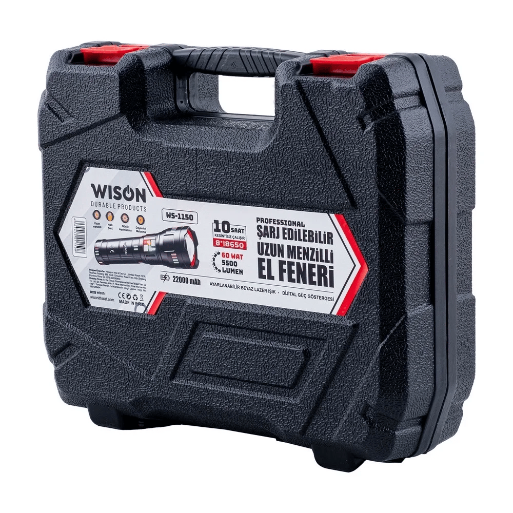 Ws-1150 Uzun Menzilli 60 Watt 5500 Lümen Profesyonel Güçlü El Feneri Bx40